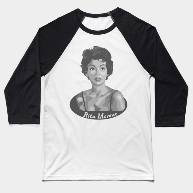 Rita Moreno Portrait Baseball T-Shirt by Slightly Unhinged